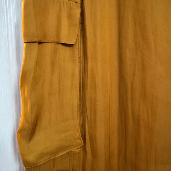 Zara Mustard/Gold Silk Cargo Pants - Picture 3 of 3